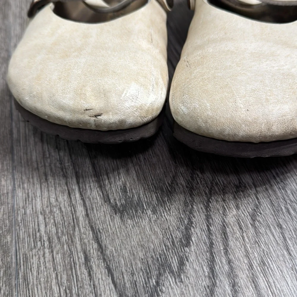 Birkenstock Cream Mules with Straps - Picture 2 of 5
